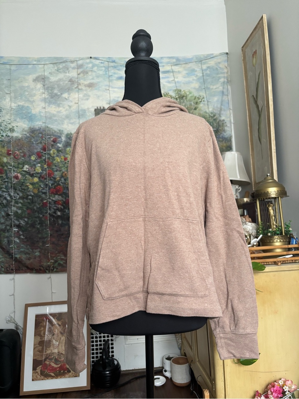 J. Crew Beige Hooded Pullover Sweatshirt
